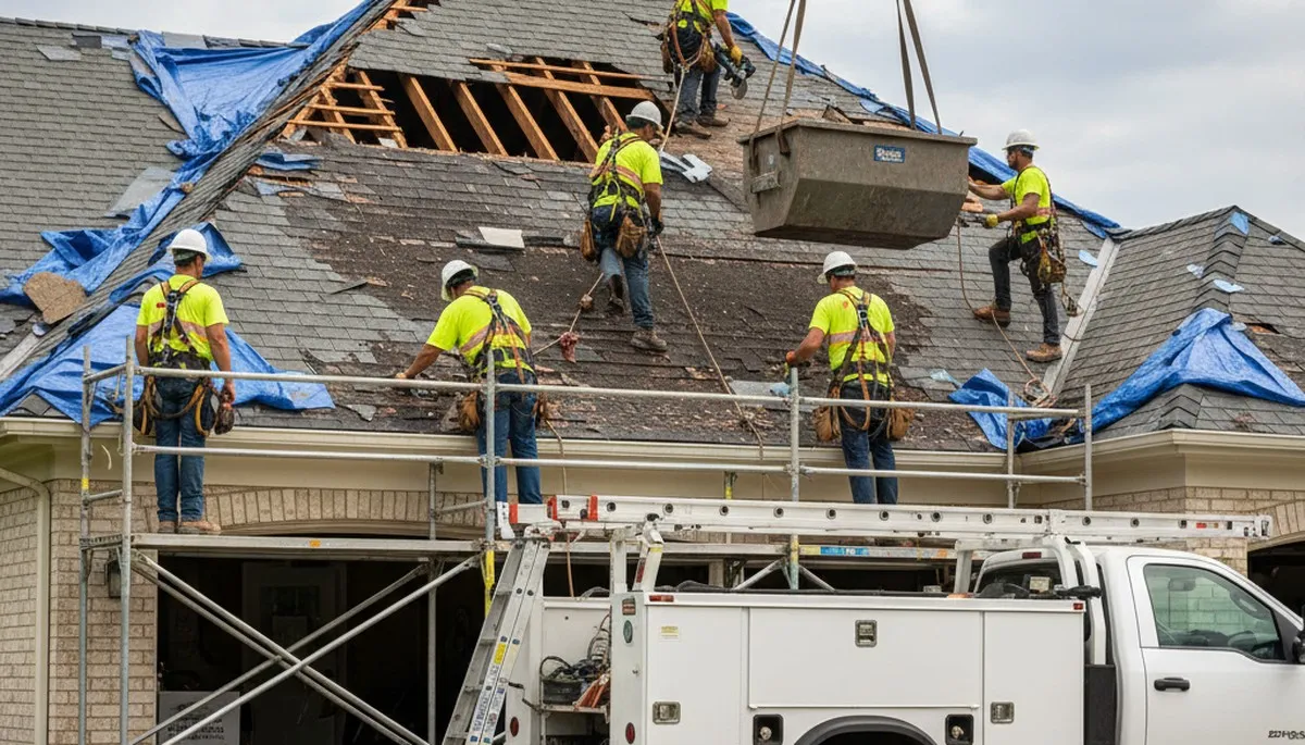 Storm damage cleanup crew removing fallen tree debris in Salt Lake City, UT