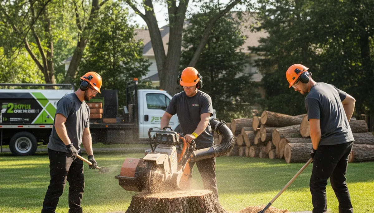 Salt Lake City stump removal crew clearing an old tree stump for Arbor Tree Care