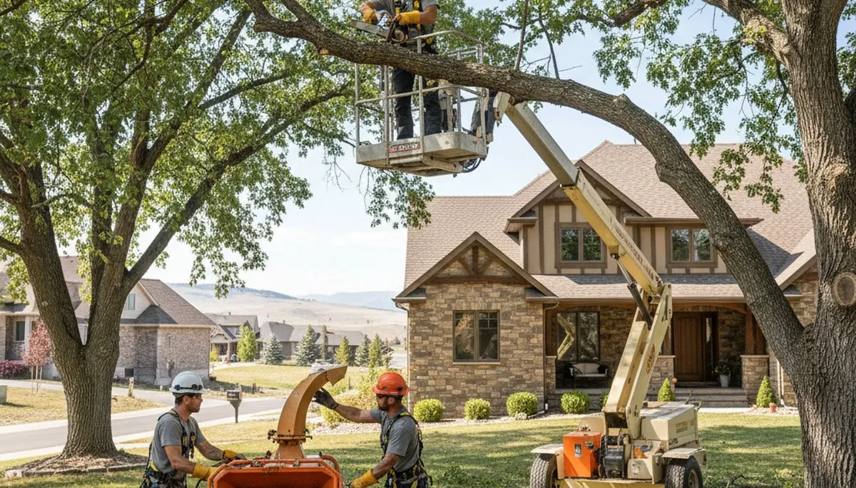 Tree service crew in Salt Lake City, UT handling safe tree removal for a residential property